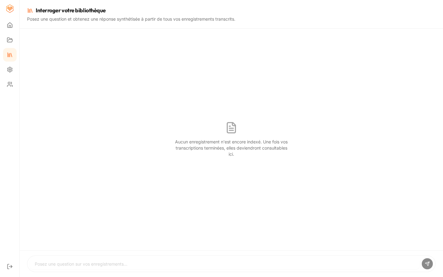 Ask your library empty state (product UI may appear in French)